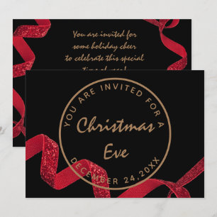 Schwarzes rotes Weihnachtsabendessen Winter Einladung