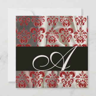 SCHWARZES ROTES WEISSES SILK DAMASK KLOTH MONOGRAM EINLADUNG