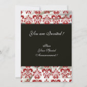 SCHWARZES ROTES WEISSES SILK DAMASK KLOTH MONOGRAM EINLADUNG (Rückseite)