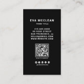 Schwarzes rundes benutzerdefiniertes Logo QR-Code Visitenkarte (Rückseite)