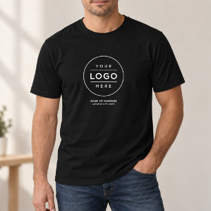 Schwarzes rundes Logo Geschäftsname Standort T-Shirt