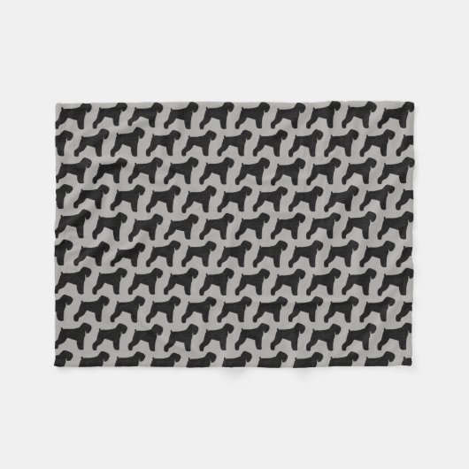 Schwarzes russisches Terrier-Silhouette-Muster Fleecedecke (Vorderseite (Horizontal))