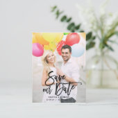 Schwarzes Rustikales Foto mit Handschrift Rette un Ankündigungspostkarte (Stehend Vorderseite)