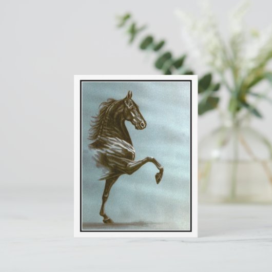 Schwarzes Saddlebred Pferd Postkarte (Stehend Vorderseite)