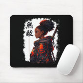 Schwarzes Samurai-Mädchen Anime Krieger Afro Afrik Mousepad (Mit Mouse)
