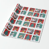 Schwarzes Sankt der frohen Weihnachten und Kinder Geschenkpapier (Ungerollt)