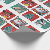 Schwarzes Sankt der frohen Weihnachten und Kinder Geschenkpapier (Ecke)