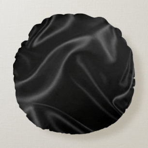 Schwarzes Satin Silk Design Rundkissen Rundes Kissen
