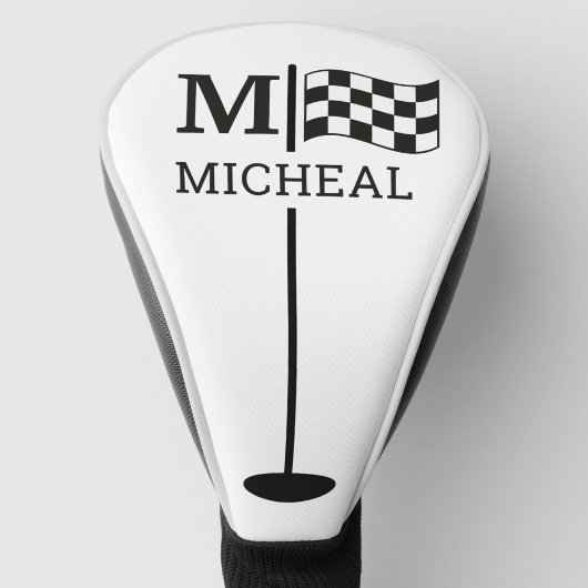 Schwarzes Schachbrettflagge-Monogramm Golf Headcover