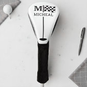 Schwarzes Schachbrettflagge-Monogramm Golf Headcover