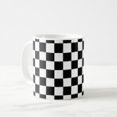 Schwarzes Schachbrettmuster Kaffeetasse (Vorderseite Links)