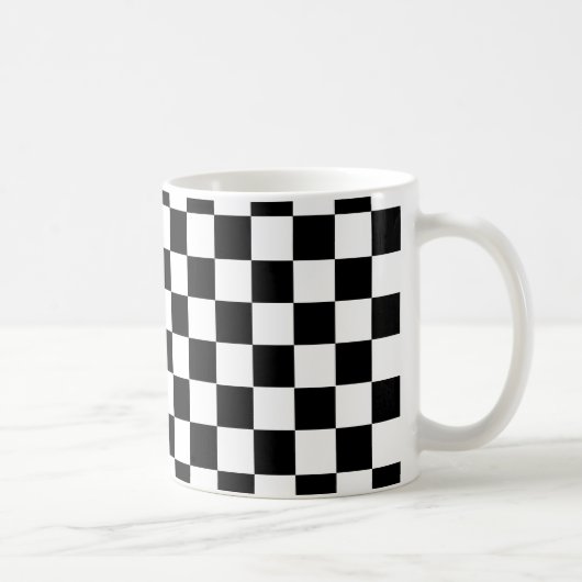 Schwarzes Schachbrettmuster Kaffeetasse (Rechts)