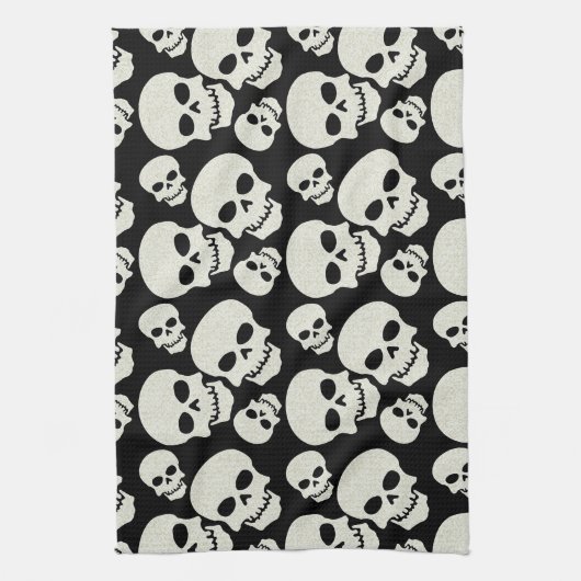 Schwarzes Schädeldesign Geschirrtuch (Vertikal)