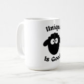 Schwarzes Schaf: Einzigartig ist gut Kaffeetasse (Vorderseite Links)