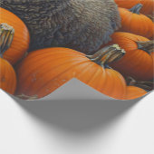 Schwarzes-Schaf-Herbst-Kürbisfeld-Decoupage Geschenkpapier (Ecke)