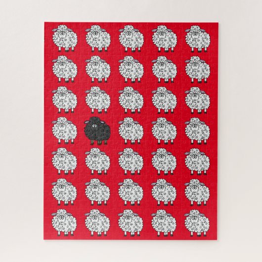 Schwarzes Schaf im Familienrätsel Puzzle (Vertikal)