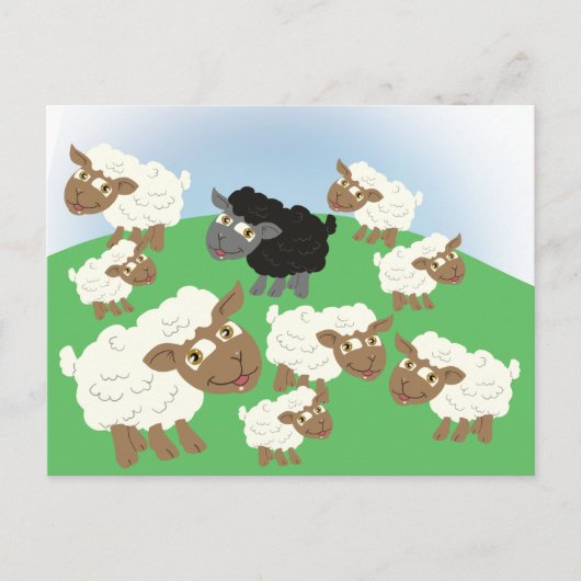 Schwarzes Schaf in der Flock Postkarte (Vorderseite)
