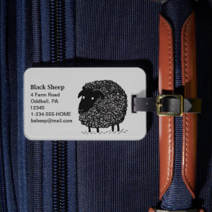 Schwarzes Schaf mit anpassbarem Text Gepäckanhänger