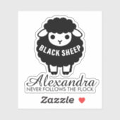 Schwarzes Schaf Rosa Skript folgt nie der Herde Aufkleber (Blatt)