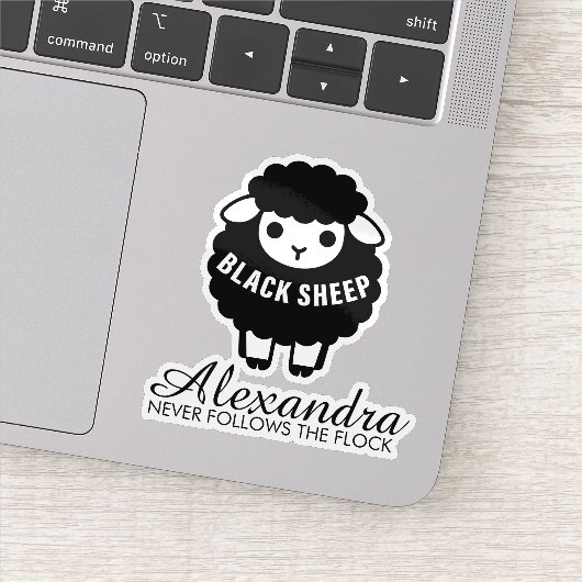 Schwarzes Schaf Rosa Skript folgt nie der Herde Aufkleber (Detail)