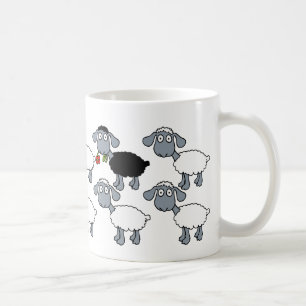 Schwarzes Schaf Weiße Herde Herausragend in der Me Kaffeetasse