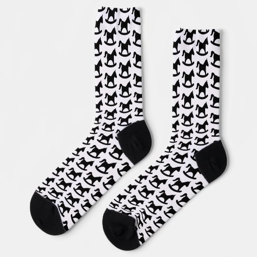Schwarzes Schaukelpferd Socken (Linkes Detail)