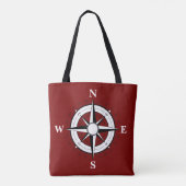 Schwarzes Schiff/Boot, Kompass, rote Taschentasche Tasche (Rückseite)