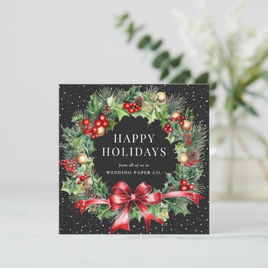 Schwarzes Schneeballgeschäft Feiertagskarte (Stehend Vorderseite)