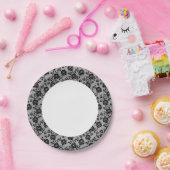 Schwarzes Schnittmuster auf weißem Hintergrund Pappteller (Party)