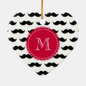 Schwarzes Schnurrbart-Muster, rotes Monogramm Keramikornament (Hinten)