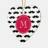Schwarzes Schnurrbart-Muster, rotes Monogramm Keramikornament (Links)