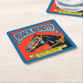 Schwarzes Schönheits-Pferd auf rotem Hintergrund Rechteckiger Pappuntersetzer (angewinkelt)