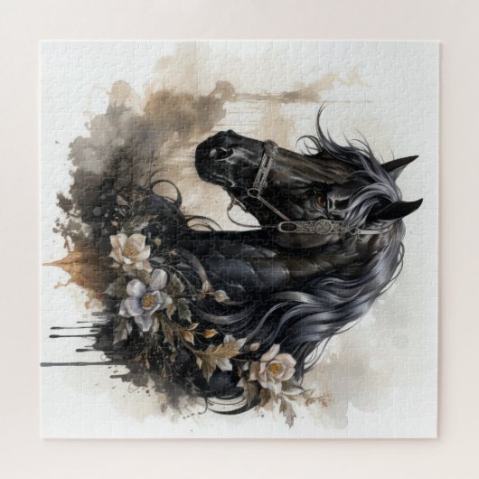 Schwarzes Schönheitspferd Puzzle (Horizontal)