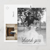 Schwarzes Schrift-Band Minimalistische Hochzeitsfo Postkarte (Vorne/Hinten)