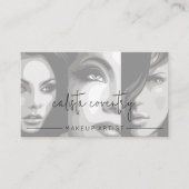 Schwarzes Schriftfoto-Make-up-Unternehmen Visitenkarte (Vorderseite)