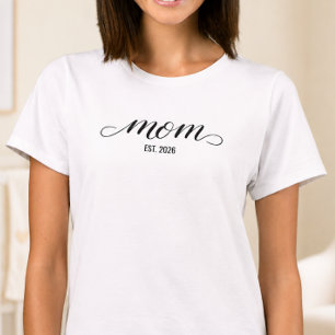 Schwarzes Schriftzug Established Mom T-Shirt