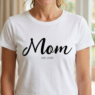 Schwarzes Schriftzug Jahr Gegründet Mama T-Shirt