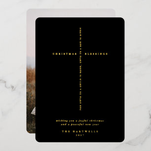 Schwarzes Schriftzug Kreuz Foto Folien Feiertagskarte