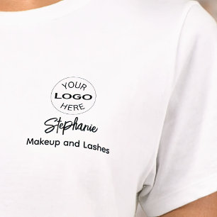 Schwarzes Schriftzug Mitarbeitername Geschäftslogo T-Shirt
