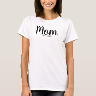 Schwarzes Schriftzug-Mom-Etabliert-Datums-Design T-Shirt