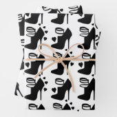 Schwarzes Schuhwrapping Papier Flachblatt Set von  (Beispiel)