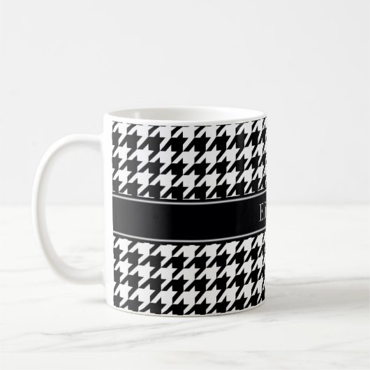 Schwarzes Schwarzes Hahnentrittmuster Schwarzer Na Kaffeetasse (Links)