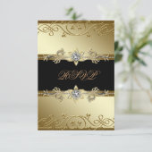 Schwarzes Schwarzes Krawatte Party UAWG RSVP Karte (Stehend Vorderseite)