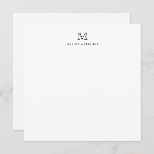 Schwarzes Schwarzes Minimalistisches klassisches F Mitteilungskarte (Vorne/Hinten)