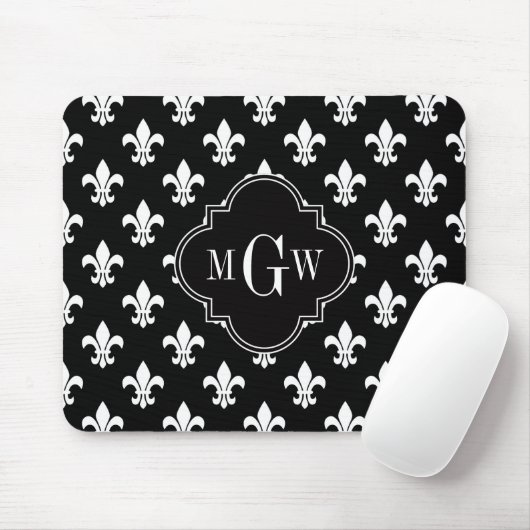 Schwarzes Schwarzes Schwarzes 3 Initialmonogramm Mousepad (Mit Mouse)