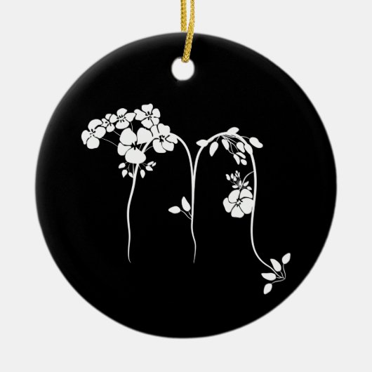 Schwarzes Scorpio-Blütenzeichen Keramik Ornament (Vorne)