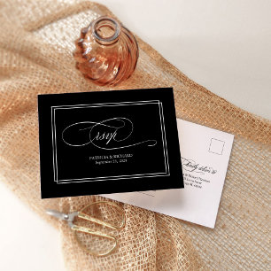 Schwarzes Script Einfache Elegante Hochzeit-UAWG P Postkarte