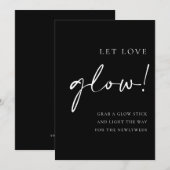 Schwarzes Script Gelassen Liebe Glow Wedding Sign Menükarte (Vorne/Hinten)