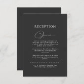 Schwarzes Script Modernes Chic Hochzeitsempfang Begleitkarte (Vorne/Hinten)