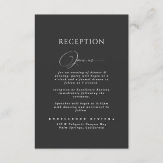 Schwarzes Script Modernes Chic Hochzeitsempfang Begleitkarte